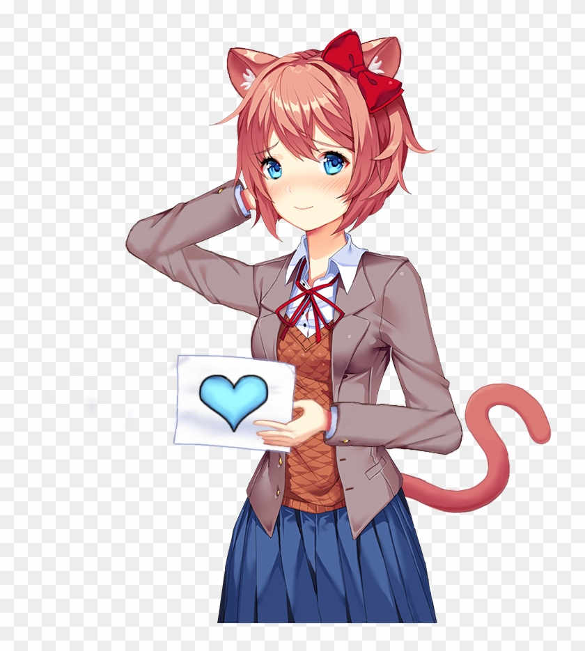 Doki Doki Literature Club Sayori Neko , Png Download Clipart