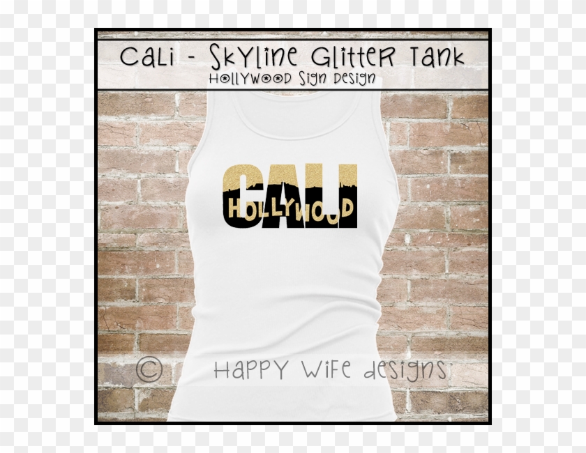Glitter California Tank Top With Hollywood Sign Skyline - Team Mom Shirts Football Clipart #186574