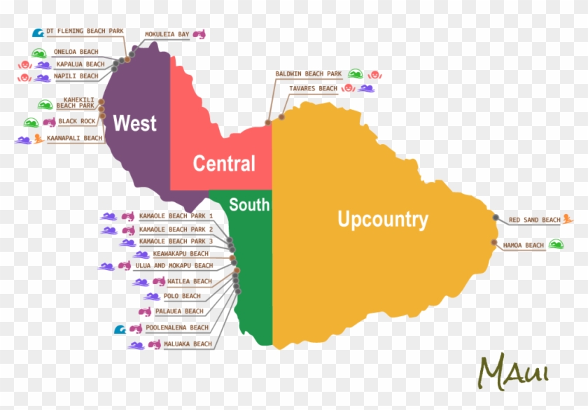 Maui Beaches Map Clipart #186844