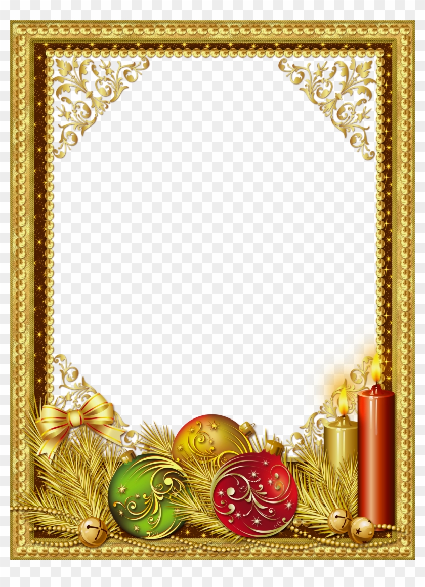 Beautiful Gold Christmas Png Photo Frame - Imagens Para Cartão De Natal Clipart