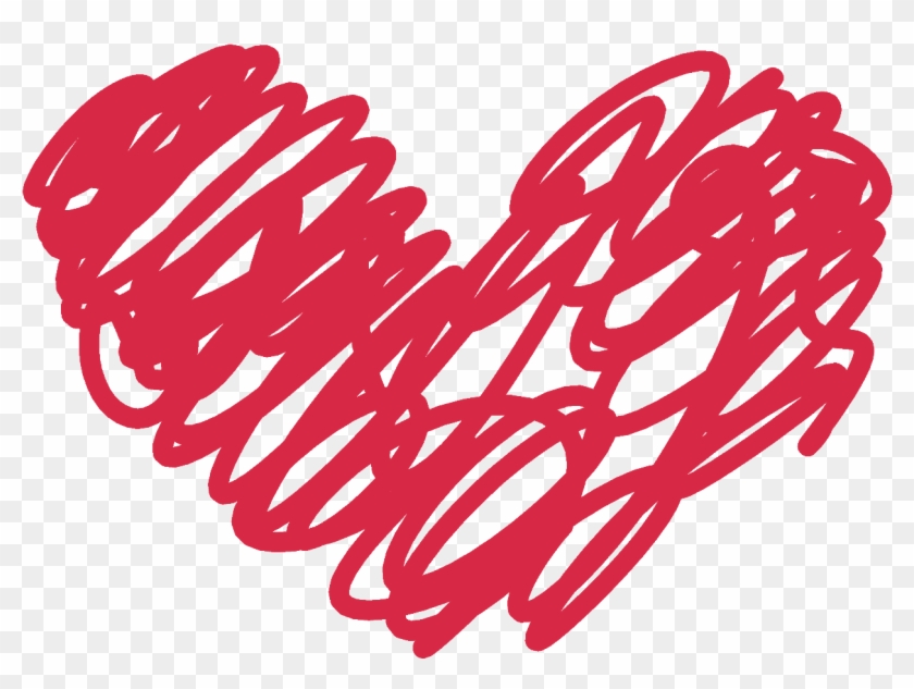 Red Heart Doodle Png , Png Download - Doodle Hearts Png Clipart