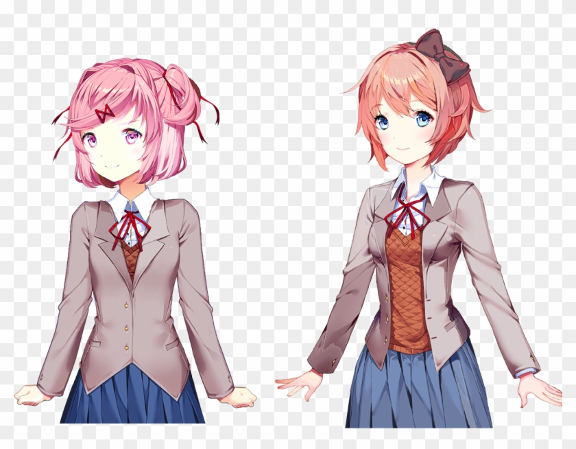 Slightly Altered Sayori And Natsuki, Feel Free To Use Clipart