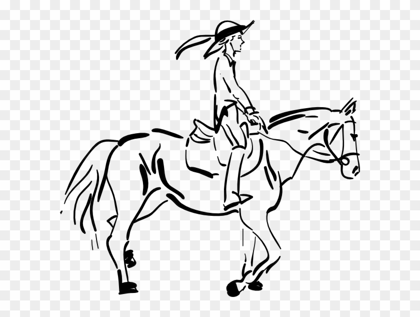 Yankee Doodle Clip Art - Girl Riding Horse Drawing - Png Download