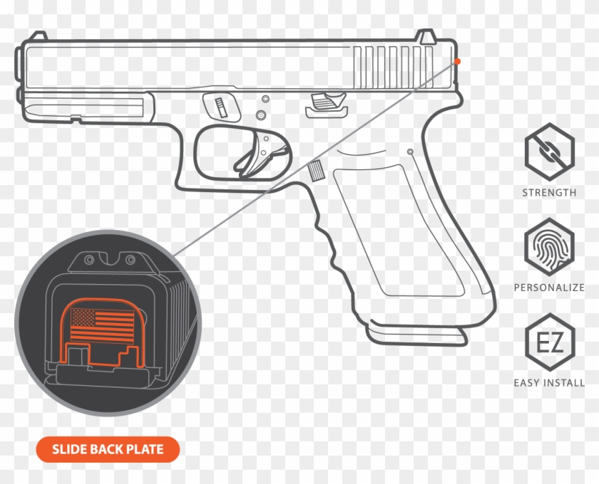 Free Us Flag Backplate For Your Glock From Bastion - Trigger Clipart