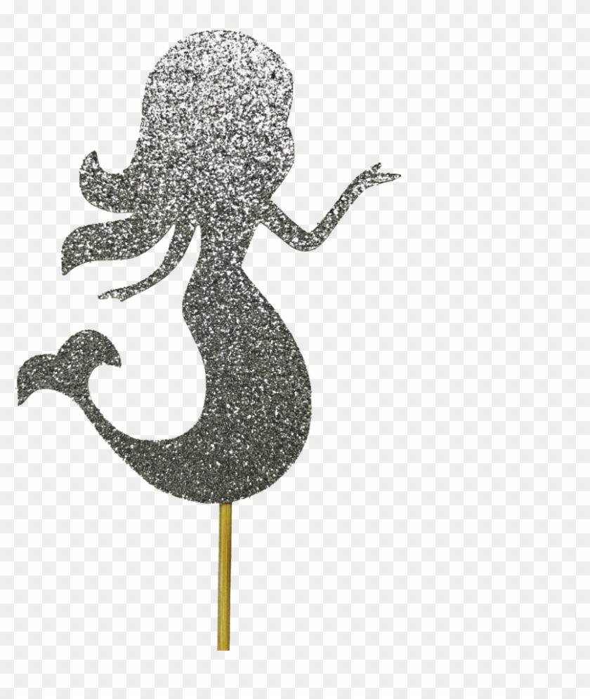 Mermaid Silver Glitter Cake Topper - Illustration Clipart #188463