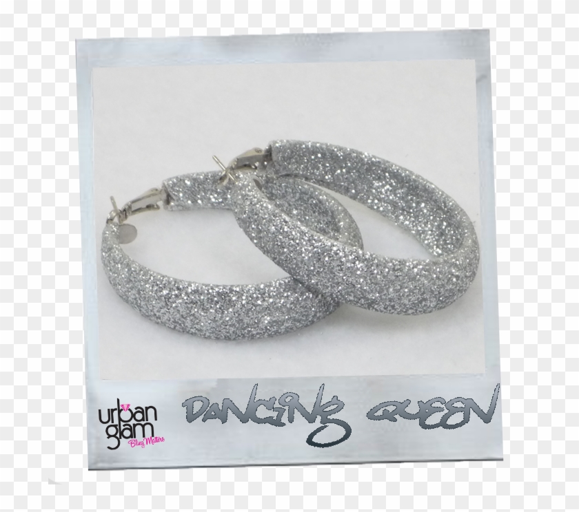 Silver Glitter Hoop Earrings - Silver Sparkly Hoop Earrings Clipart #188495