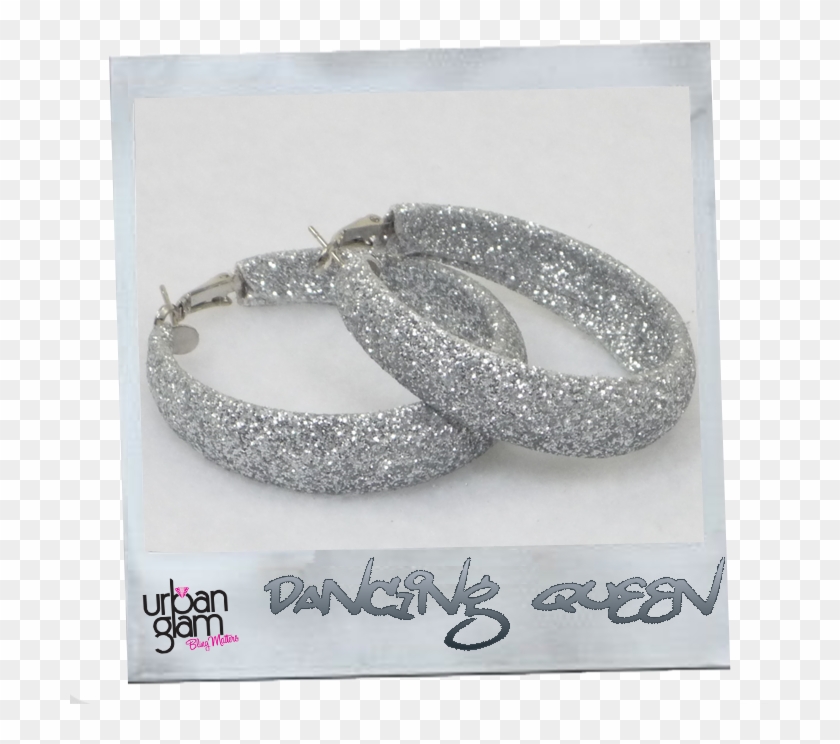 Silver Glitter Hoop Earrings - Silver Sparkly Hoop Earrings Clipart