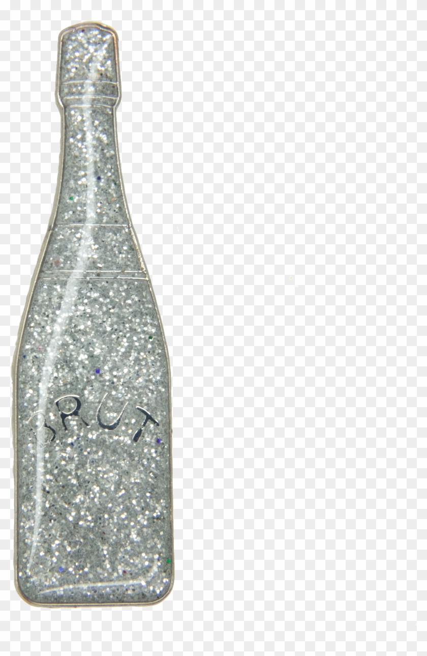 Champagne Bottle Pin, Silver Glitter - Glass Bottle Clipart #188606