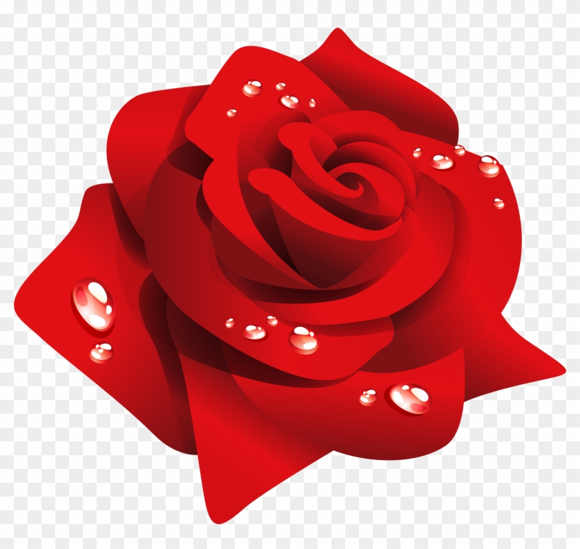 Red Rose With Dew Png Clipart - Rose With Drops Png Transparent Png #188939