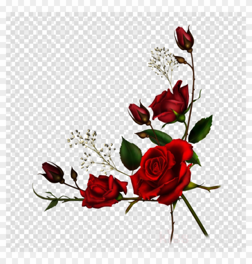 Download Roses Png Clipart Rose Clip Art Rose Flower - Corner Red Rose Border Transparent Png #189089