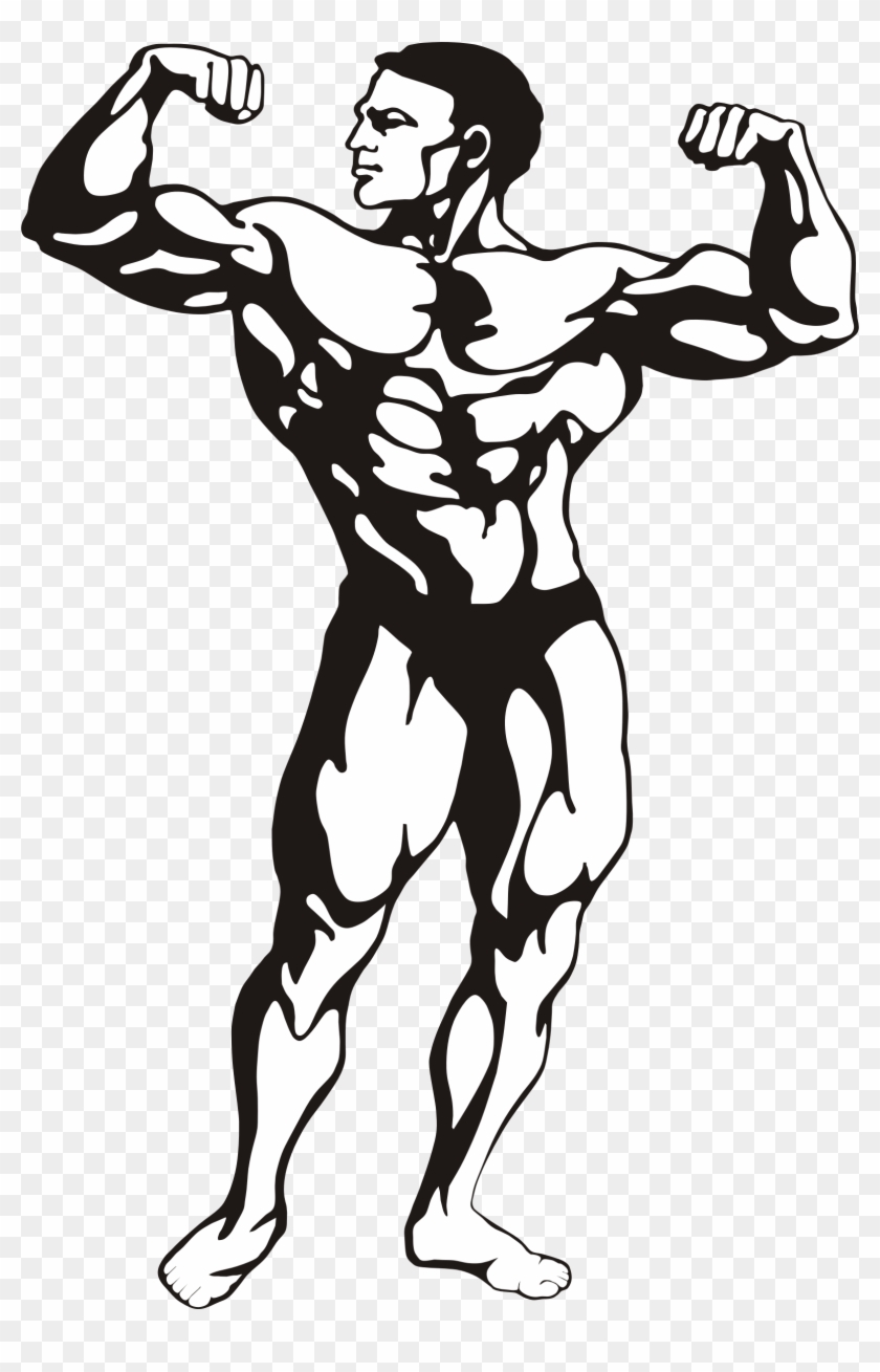 Fitness Clipart Black And White Library - Body Builder Clip Art - Png Download #189167
