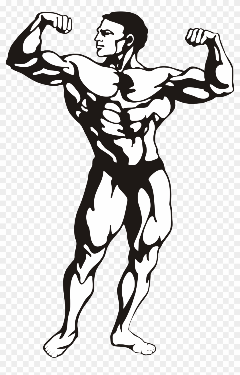 Fitness Clipart Black And White Library - Body Builder Clip Art - Png Download