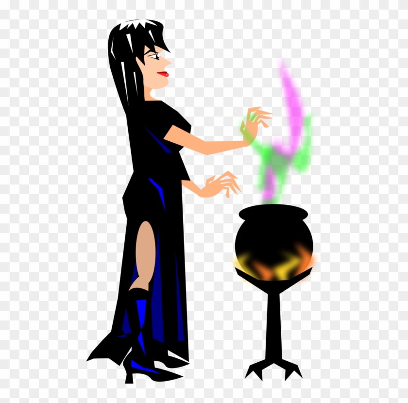 Witchcraft Magic Potion Cauldron - Witch With Cauldron Transparent Clipart
