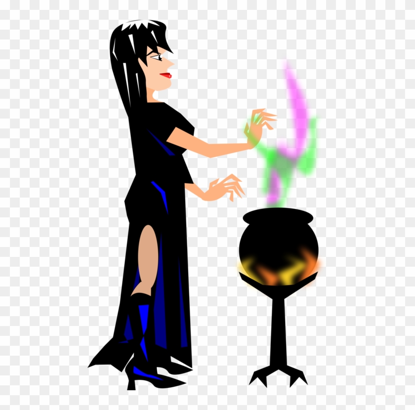 Witchcraft Magic Potion Cauldron - Witch With Cauldron Transparent Clipart #189453