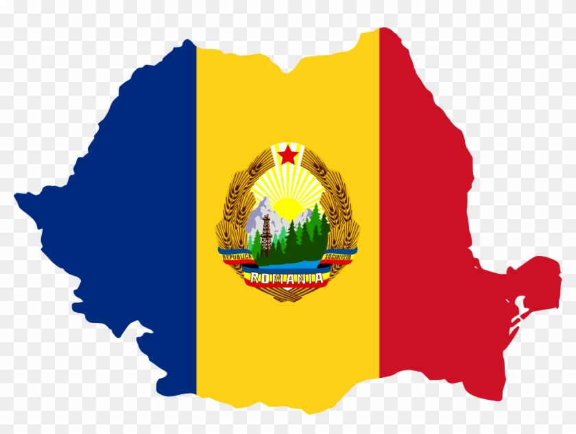 Flag-map Of Communist Romania - Flag Map Of Romania Clipart #189783