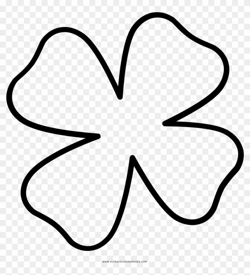 Four Leaf Clover Coloring Page - Flor Trebol Para Colorear Clipart