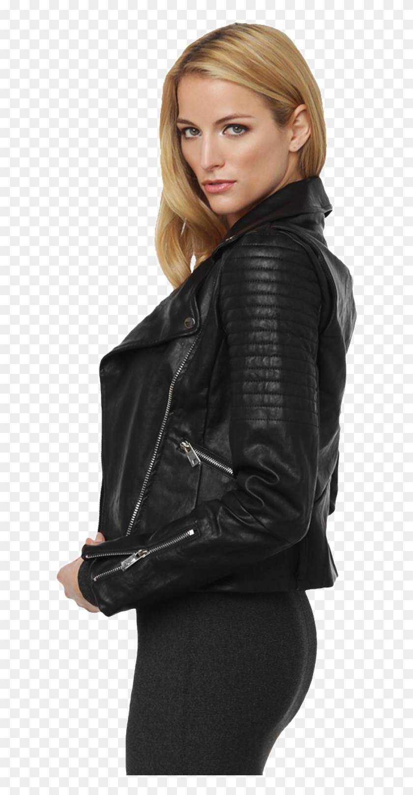Blonde Girl In Black Leather Jacket - Bad Girl Leather Jacket Clipart
