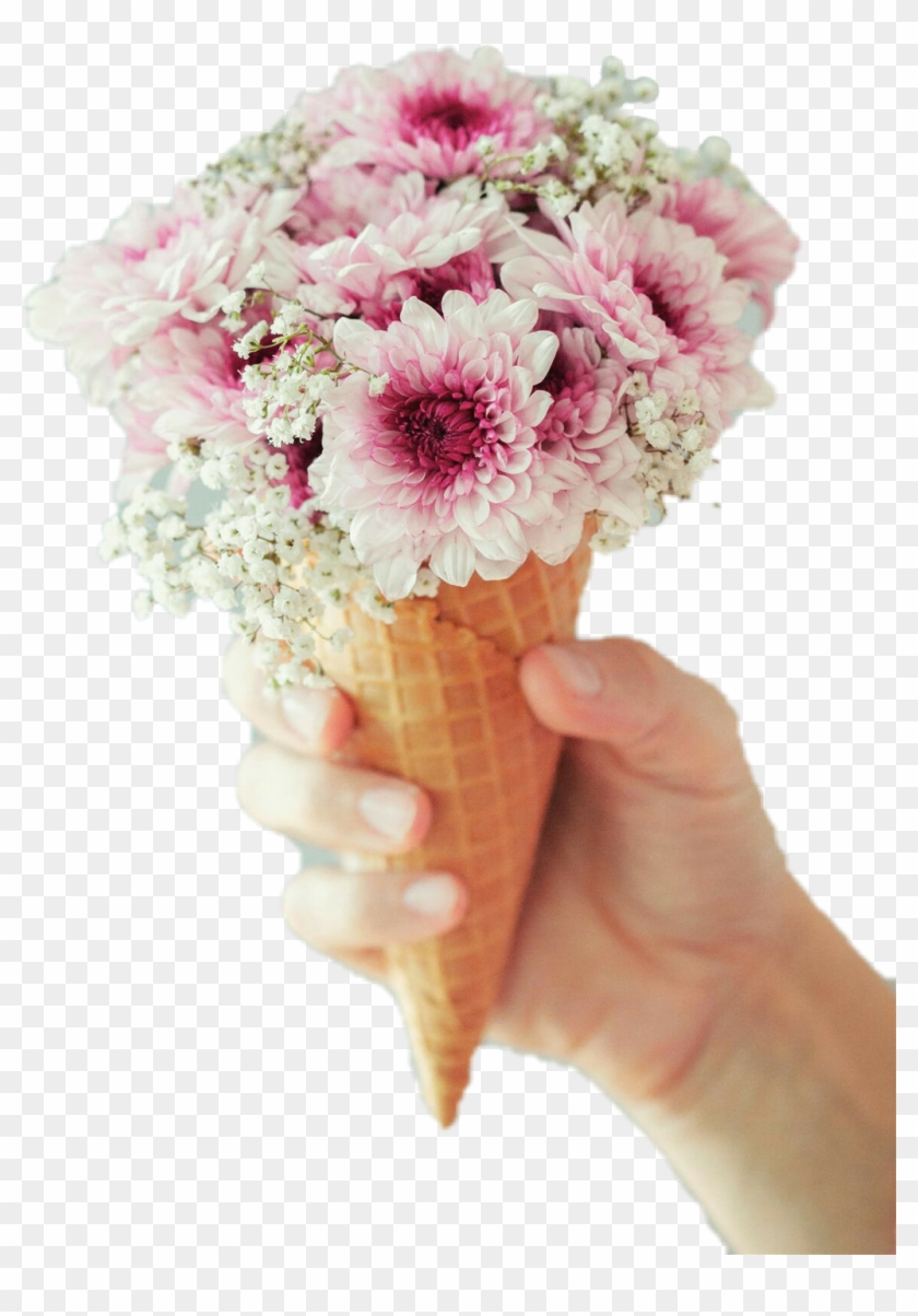 Icecream Flowers Flowercone Beautiful Kanwalmemon Report - Aesthetic Flower Ice Cream Clipart #1801048