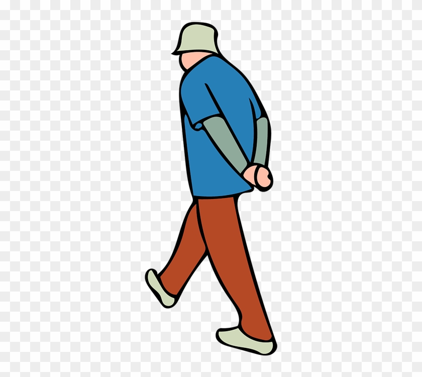 Man Walking Hat - Illustration Clipart