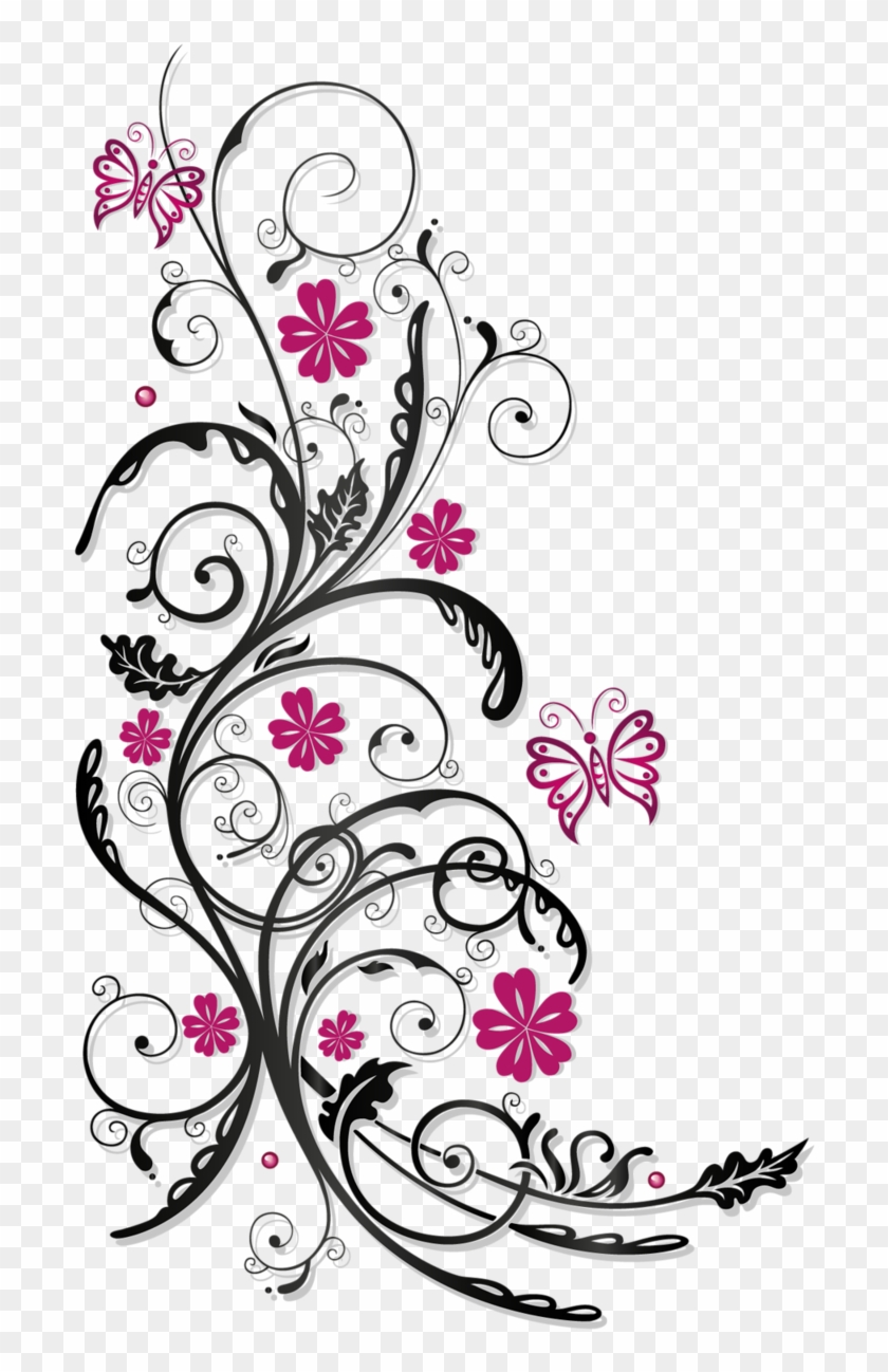 Pink Flower Photography Ornaments Tendril Stock Clipart - 4 Vlinders Bloem Tribal Tattoo - Png Download