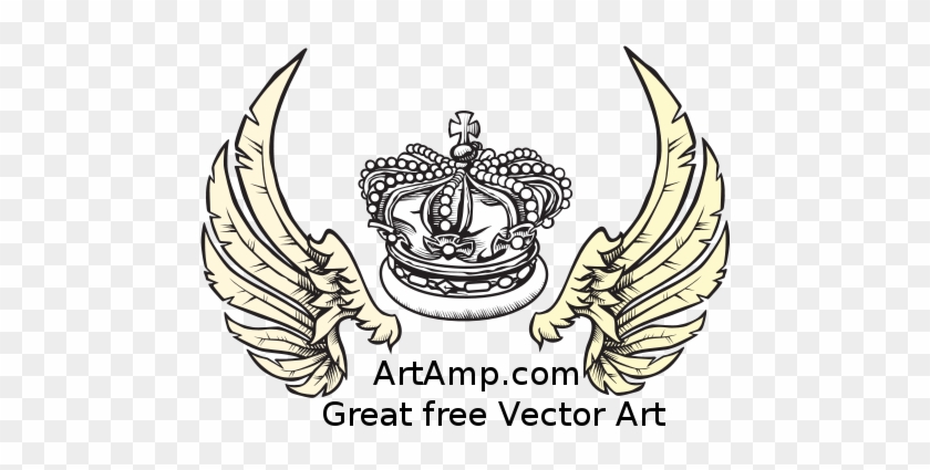 Crown And Wings Herolday Elements - Lady Rose Clipart