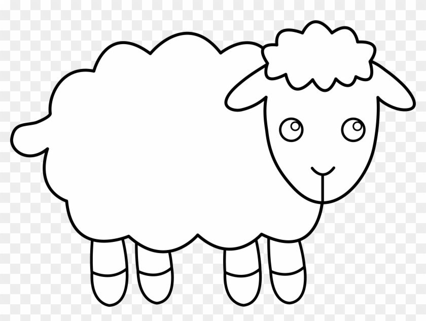 Sheep Black And White Cute Sheep Clipart Black And - Cotton Ball Sheep Craft Template - Png Download #1803096