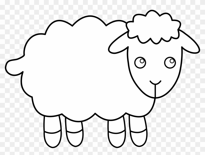 Sheep Black And White Cute Sheep Clipart Black And - Cotton Ball Sheep Craft Template - Png Download