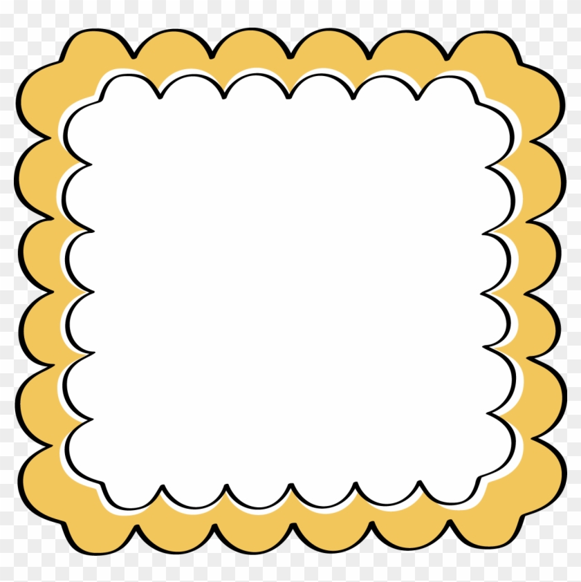 Black Scalloped Frame With An Inner And White Border - Orange And Black Frame Clipart