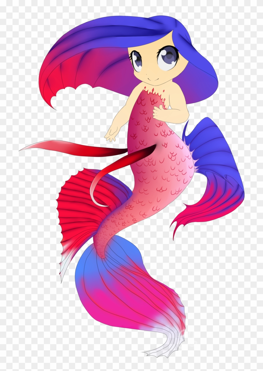 Mermaid Tail Clipart Chibi - Drawing Siamese Fighting Fish - Png Download