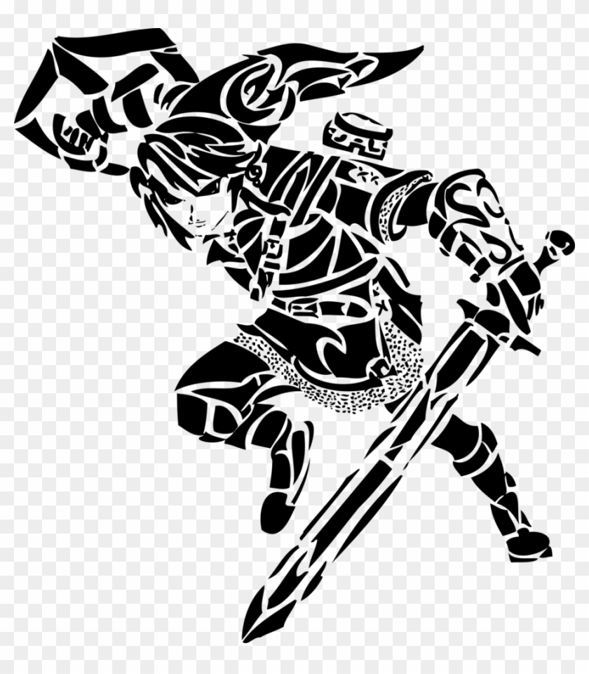 Tribal Art Drawings - Zelda Clipart Black And White - Png Download #1806637