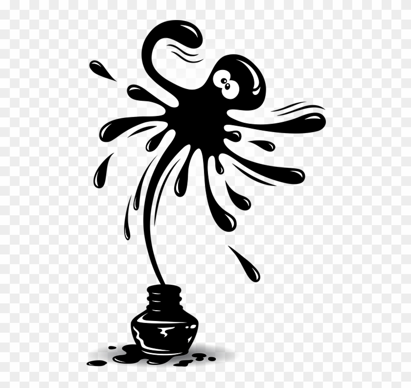 Ink Design Octopus Animal Splash Artistic Cartoon - Octopus Ink Clip Art - Png Download #1810994