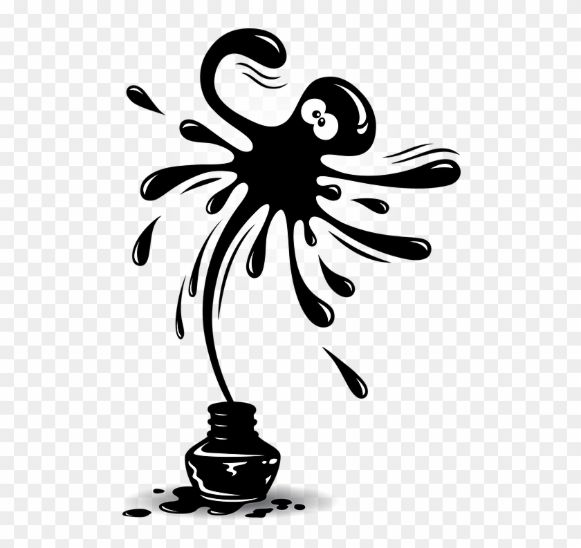 Ink Design Octopus Animal Splash Artistic Cartoon - Octopus Ink Clip Art - Png Download