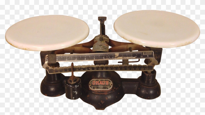 Antique Double Pan Balance Scale Ohaus Fisher Usa Milk - Outdoor Table Clipart #1811483