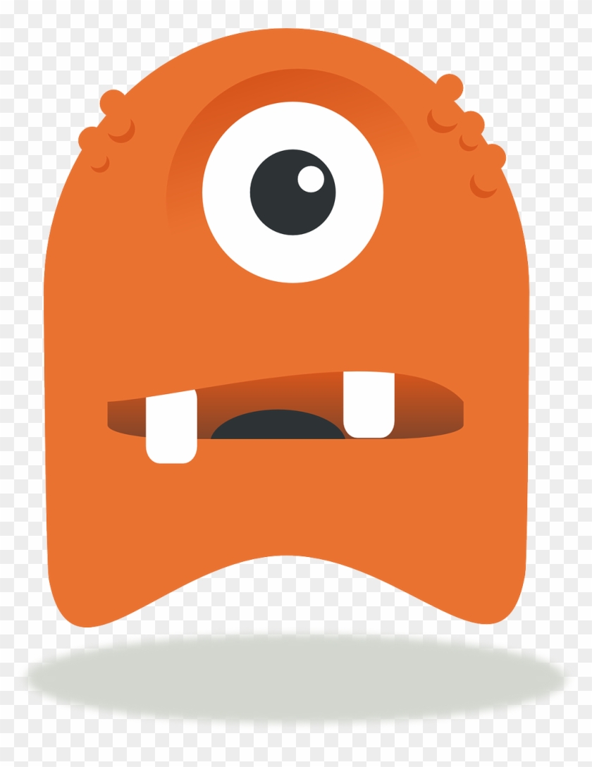 Monster, Pacman, Pac-man, Alien, Eye, Orange, Creature - Monster Head Clipart - Png Download