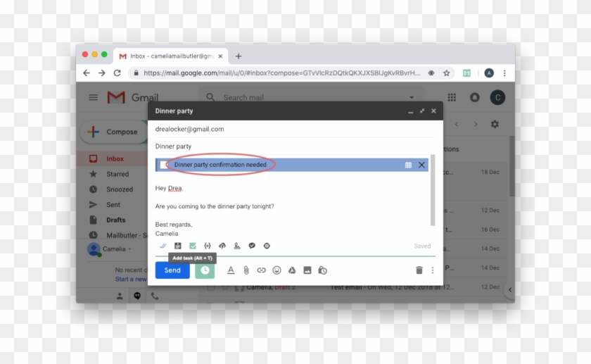 Change Details Tasks Gmail Mailbutler - Email Clipart