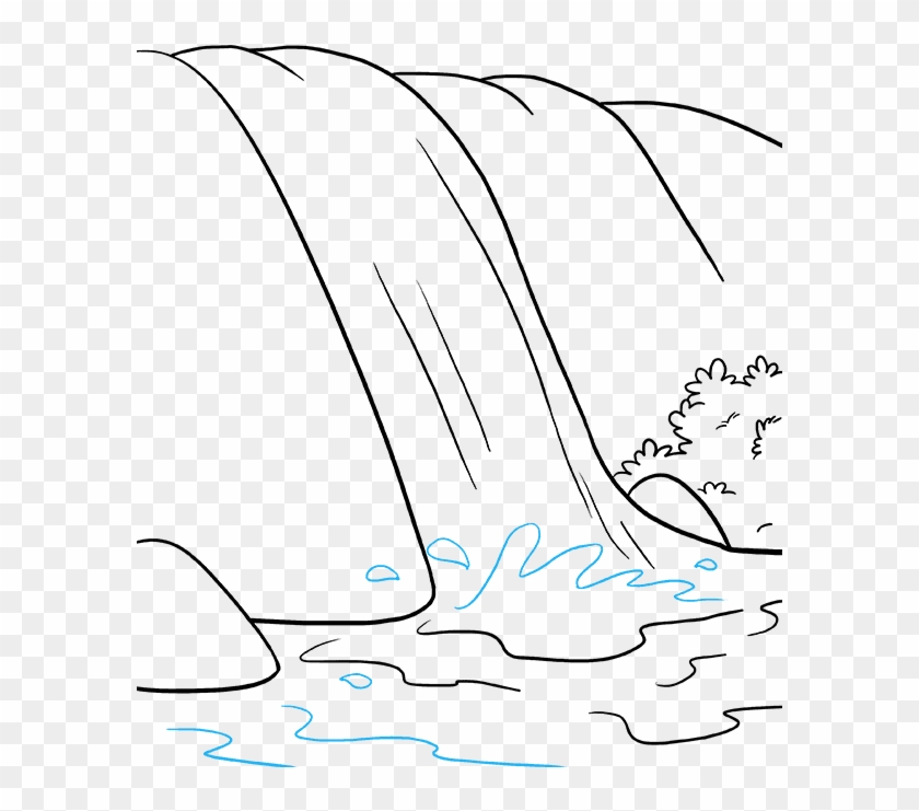 How To Draw Waterfall - Line Art Clipart #1817661