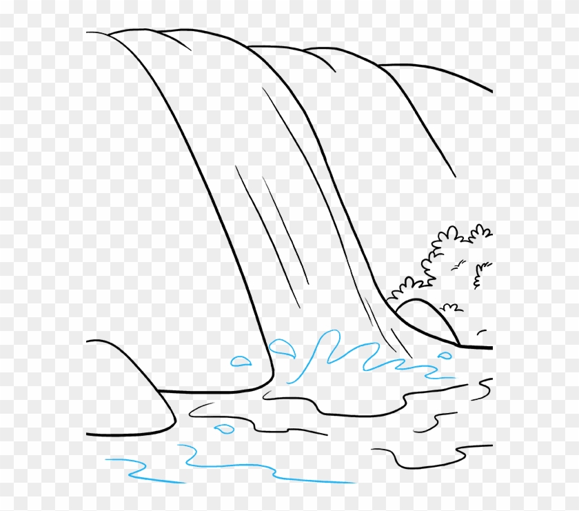 How To Draw Waterfall - Line Art Clipart