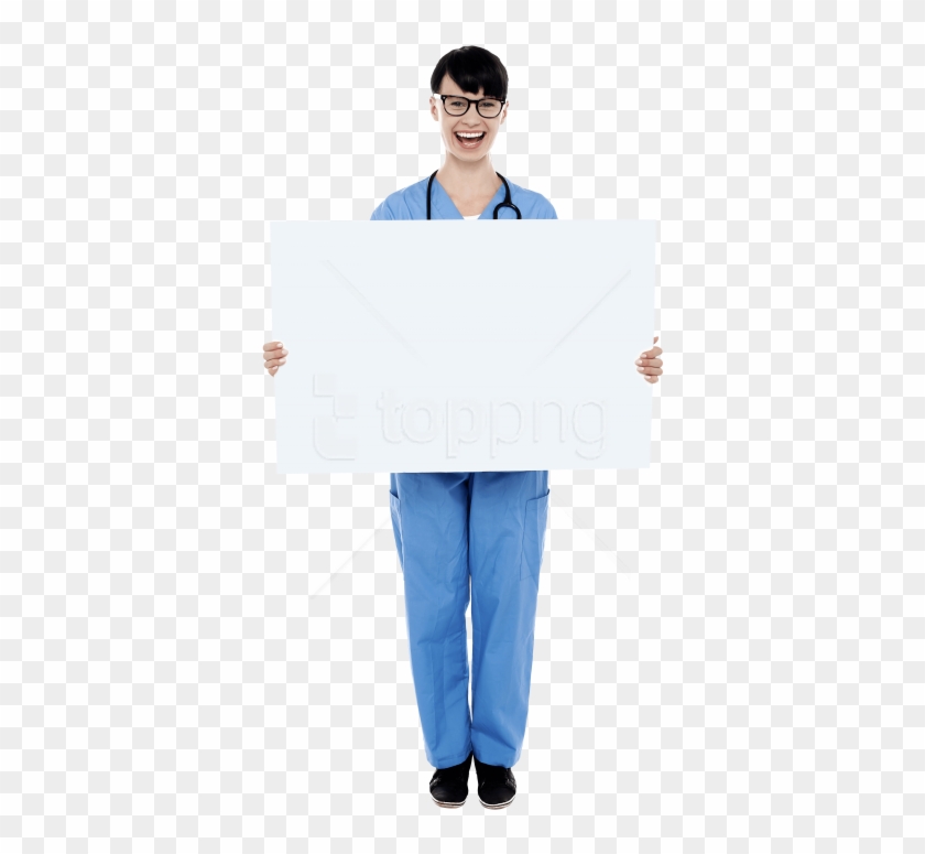 Free Png Download Doctor Holding Banner Png Images - Sitting Clipart