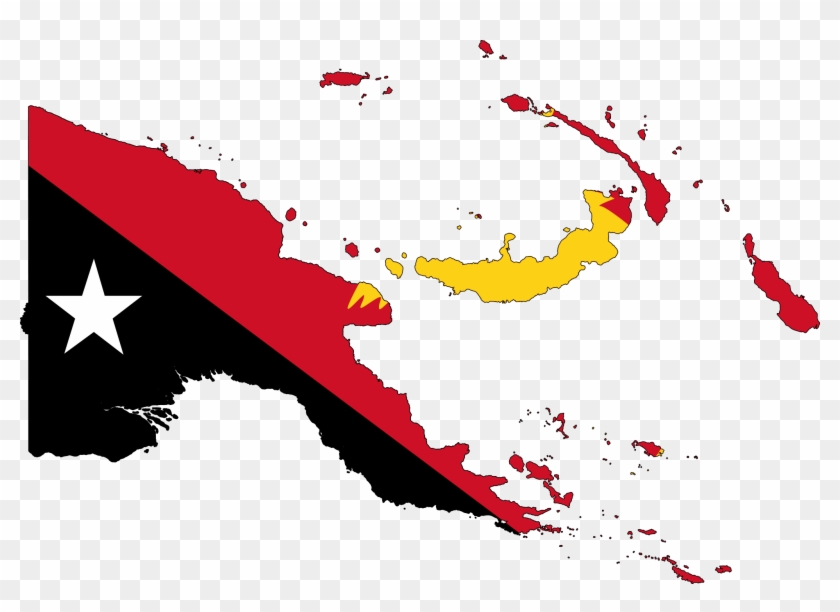Papua New Guinea Flag Map - Papua New Guinea Country Flag Clipart #1821494