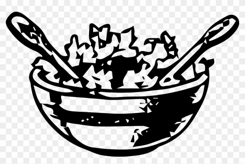 Meal Png Black And White - Salad Bowl Clip Art Transparent Png #1823191
