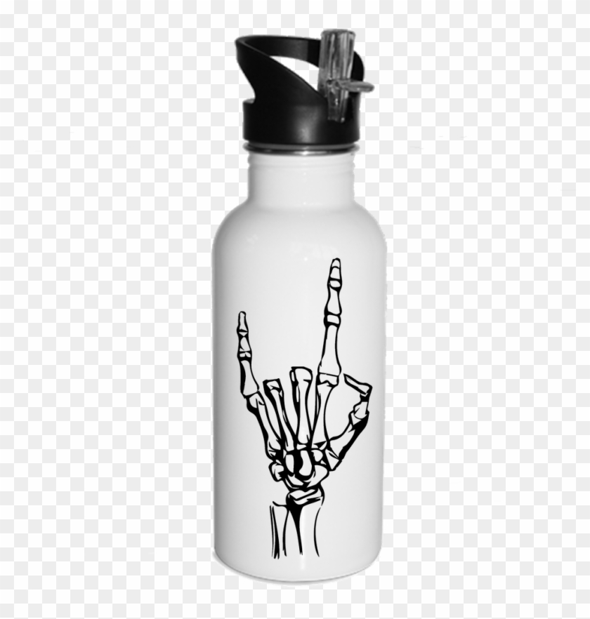 Devil Horns Water Bottle Skull Metalhead - Water Bottle Clipart #1825324