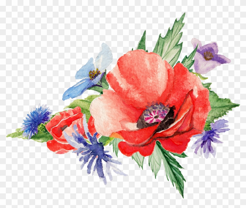 Flowers Poppy Art Painting Transprent Png Free - Poppy Flower Paint Png Clipart #1829228