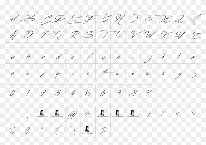 Character Map - Aka Dora Font Clipart #1830387