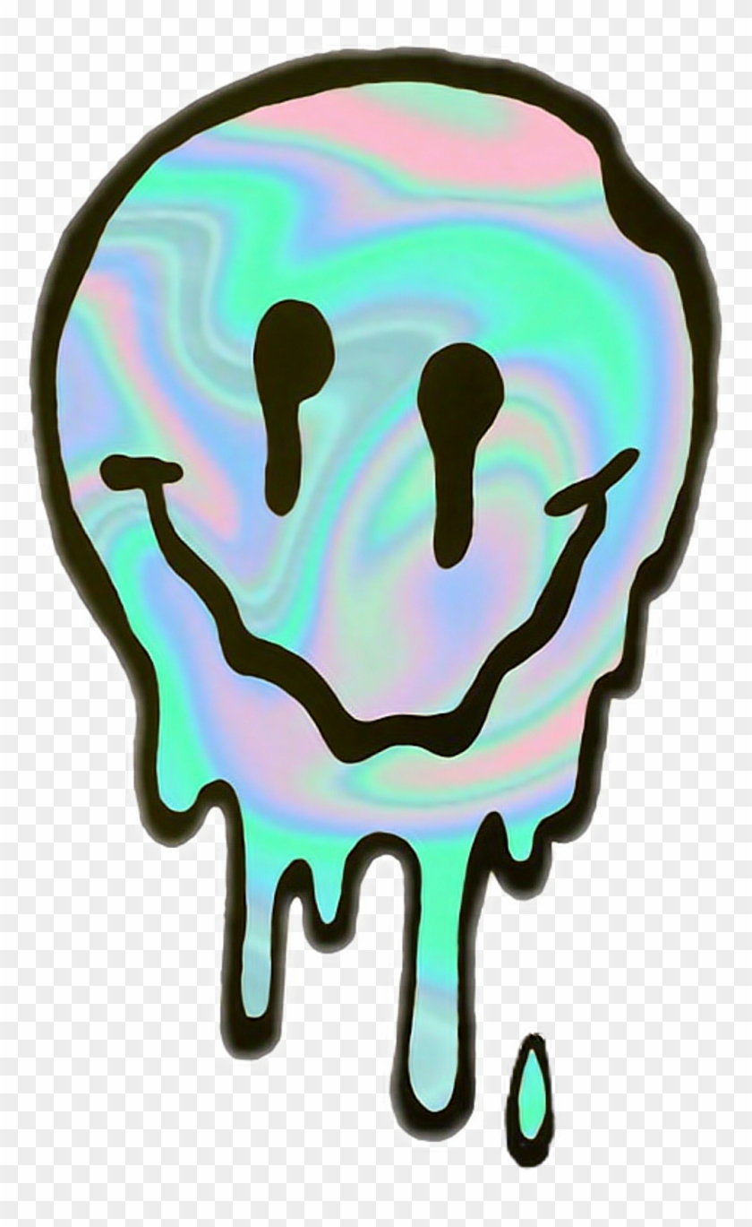 #happy #aesthetic #vaporwave #freetoedit - Melting Smiley Face Clipart #1830611