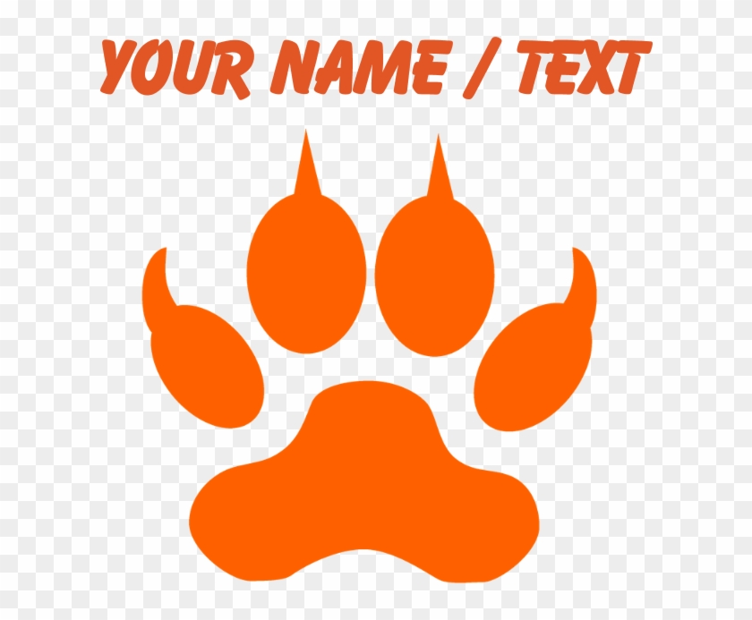 Custom Wolf Print Sports - Orange Transparent Paw Print Clipart