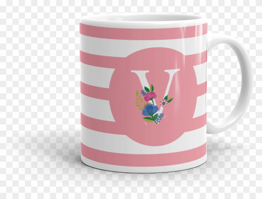 Spring Blossom Letter V Mug - H Letter Mug Clipart