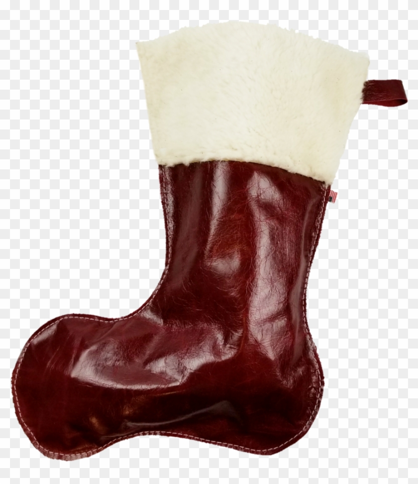 Christmas Stockings In Italian Red Leather With Wool - Snow Boot Clipart #1839982