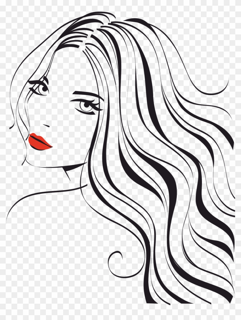 Silhouette Drawing Female Face - Silhouette Hair Design Png Clipart