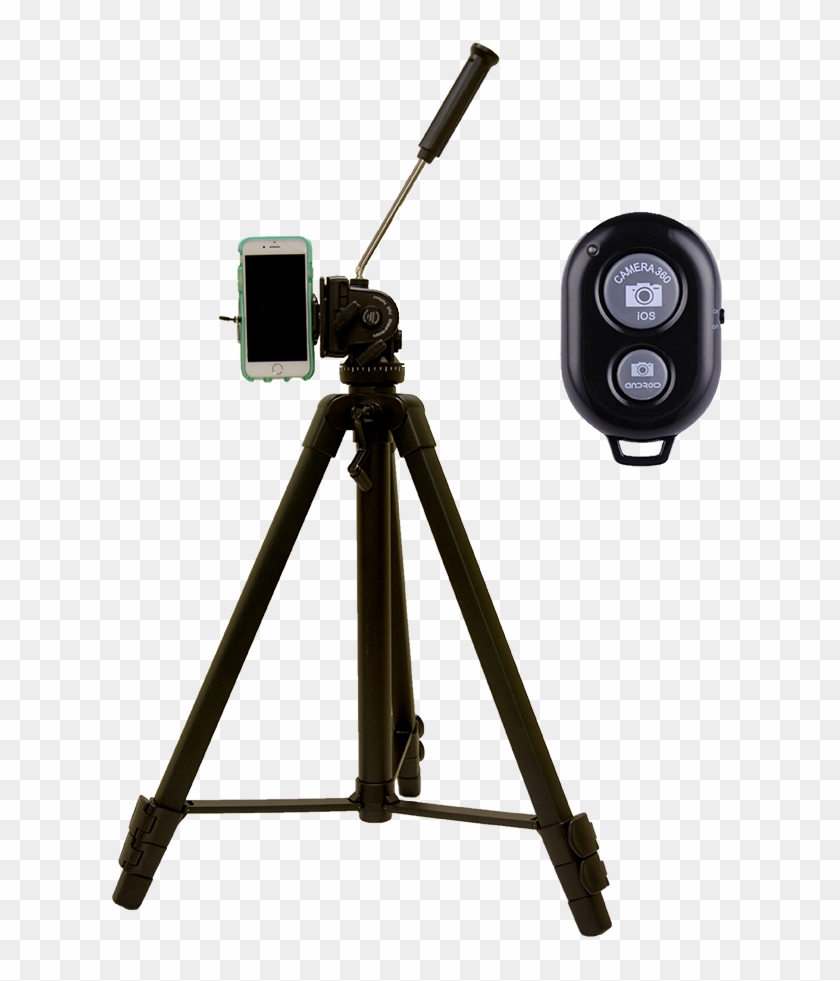 Phone To Tripod Adapter And Bluetooth Remote Shutter - Tripod Clipart #1841400
