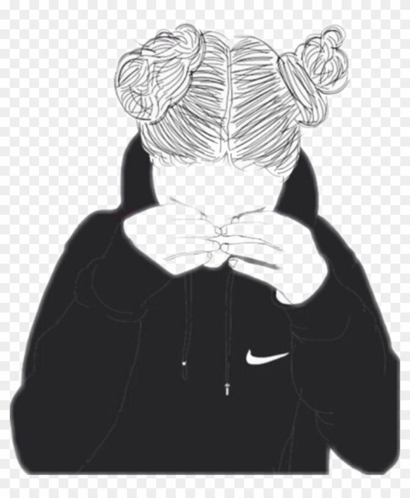 Stickers Sticker Tumblr Tumblrgirl Blackandwhite Nike - Nike Girls Drawings Clipart #1841587